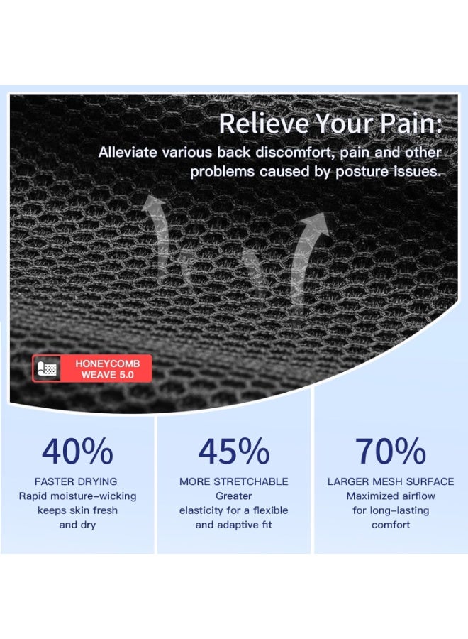 مصحح القامة للنساء والرجال، دعامة ظهر لتقويم المزاج مع دعم قابل للتعديل، تخفيف آلام الرقبة/الكتف/الظهر، تصحيح الجنف والانحناء، تصميم شبكي قابل للتنفس (M) - Image 5